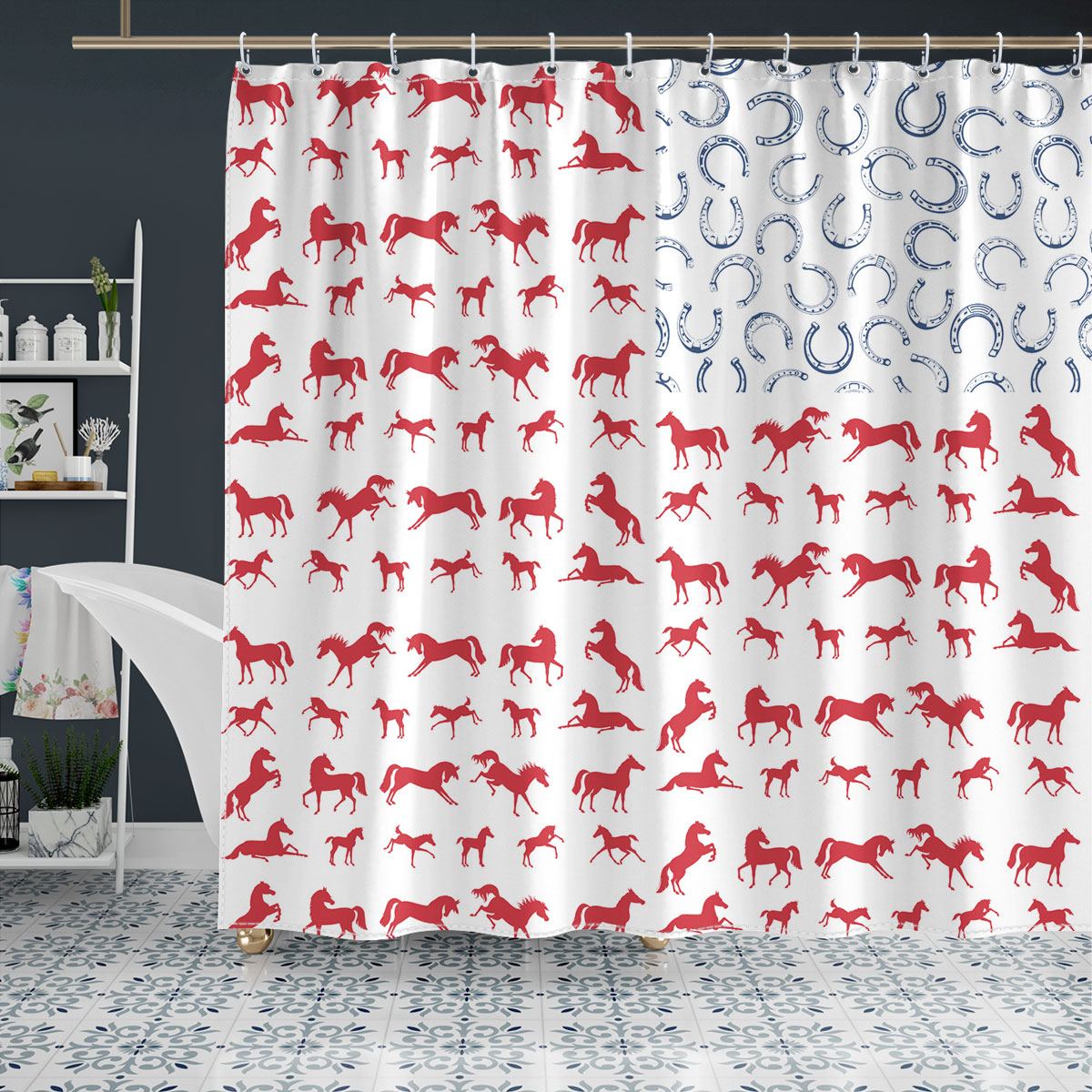 Horse Flag Pattern Shower Curtain