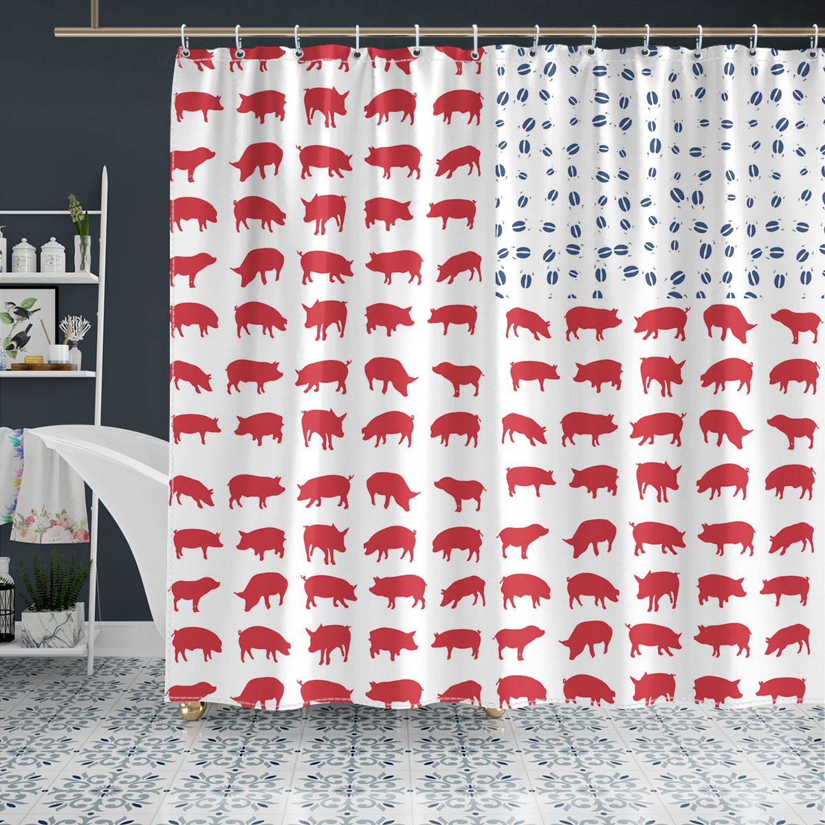 Pig Flag Pattern Shower Curtain