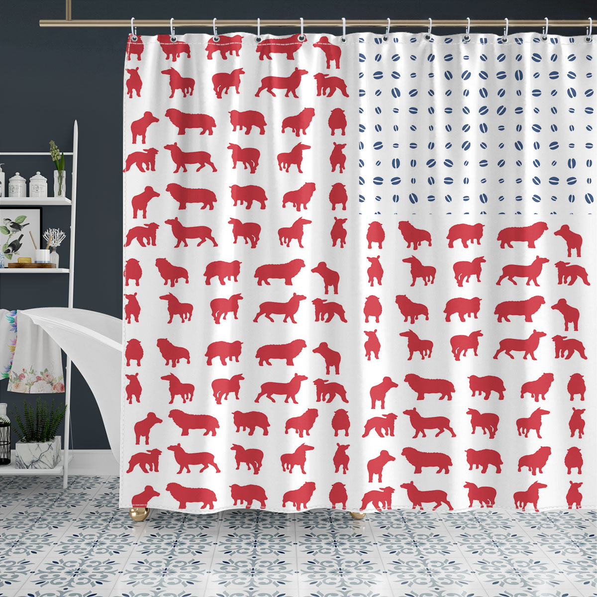 Sheep Flag Pattern Shower Curtain