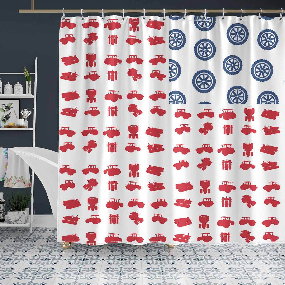Tractor Flag Pattern Shower Curtain