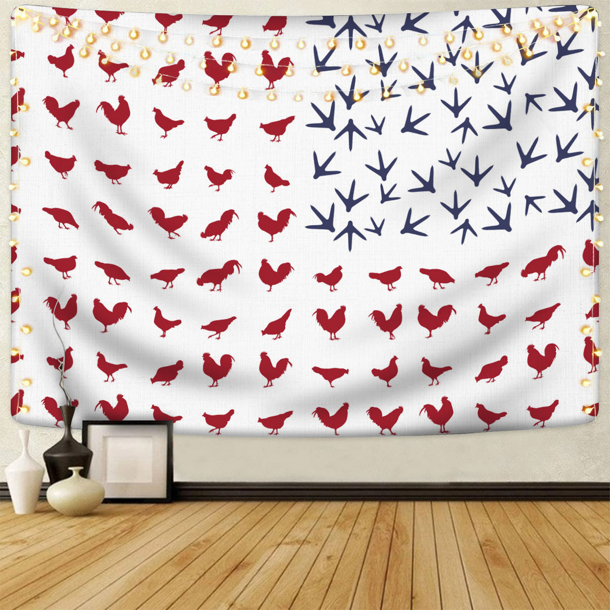 Chicken Flag Pattern Tapestry