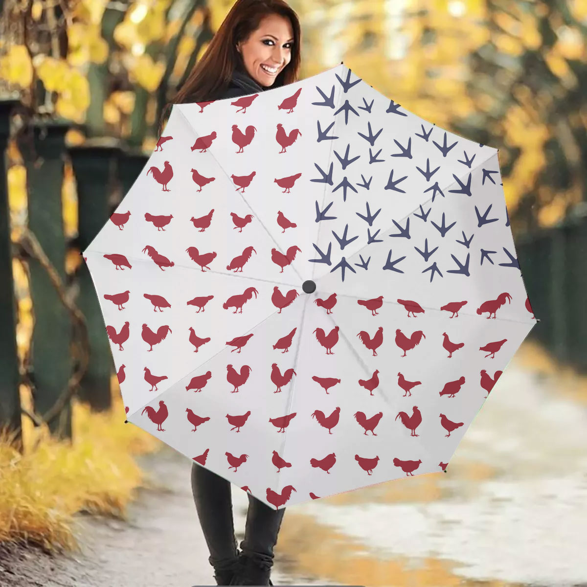 Chicken Flag Pattern Umbrella