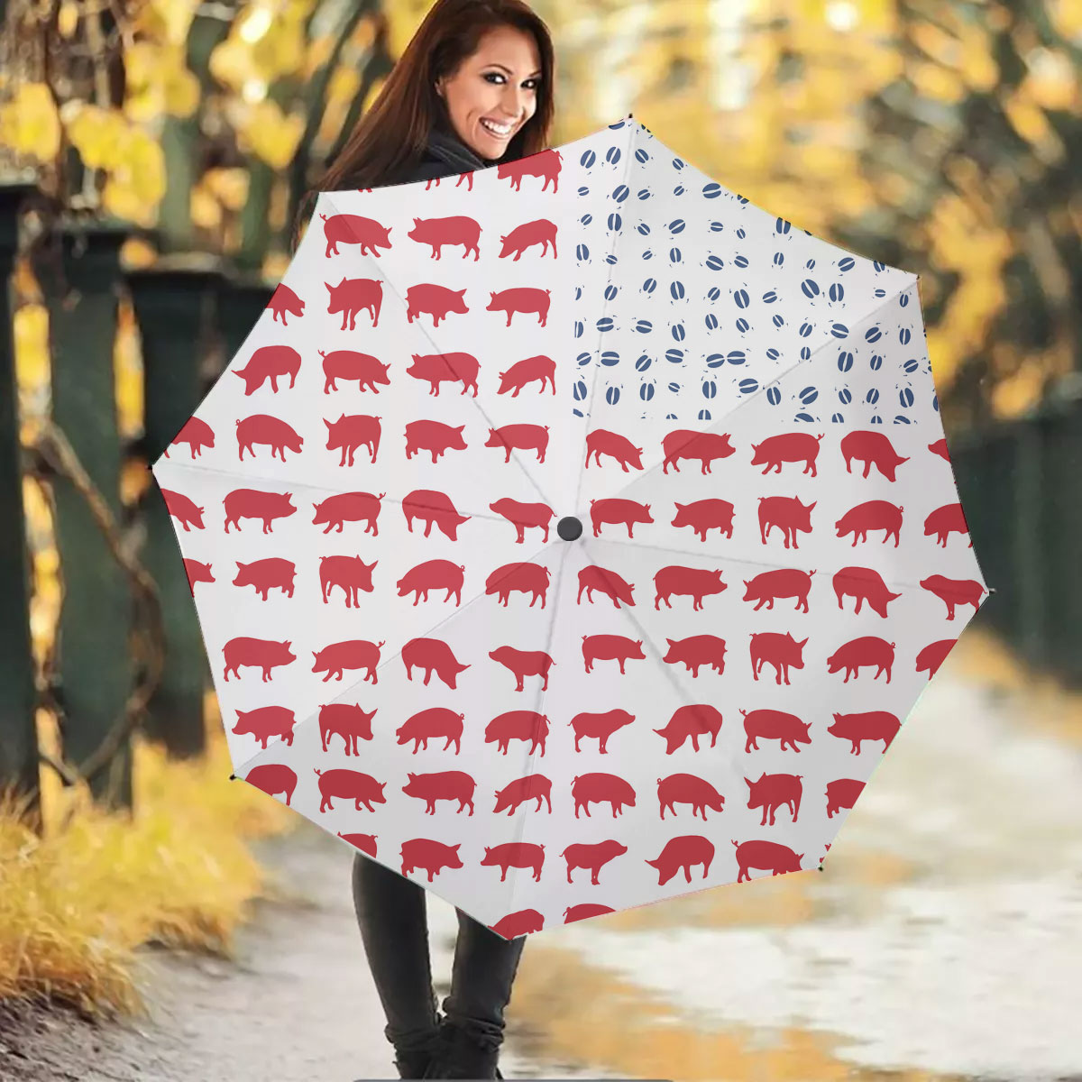 Pig Flag Pattern Umbrella