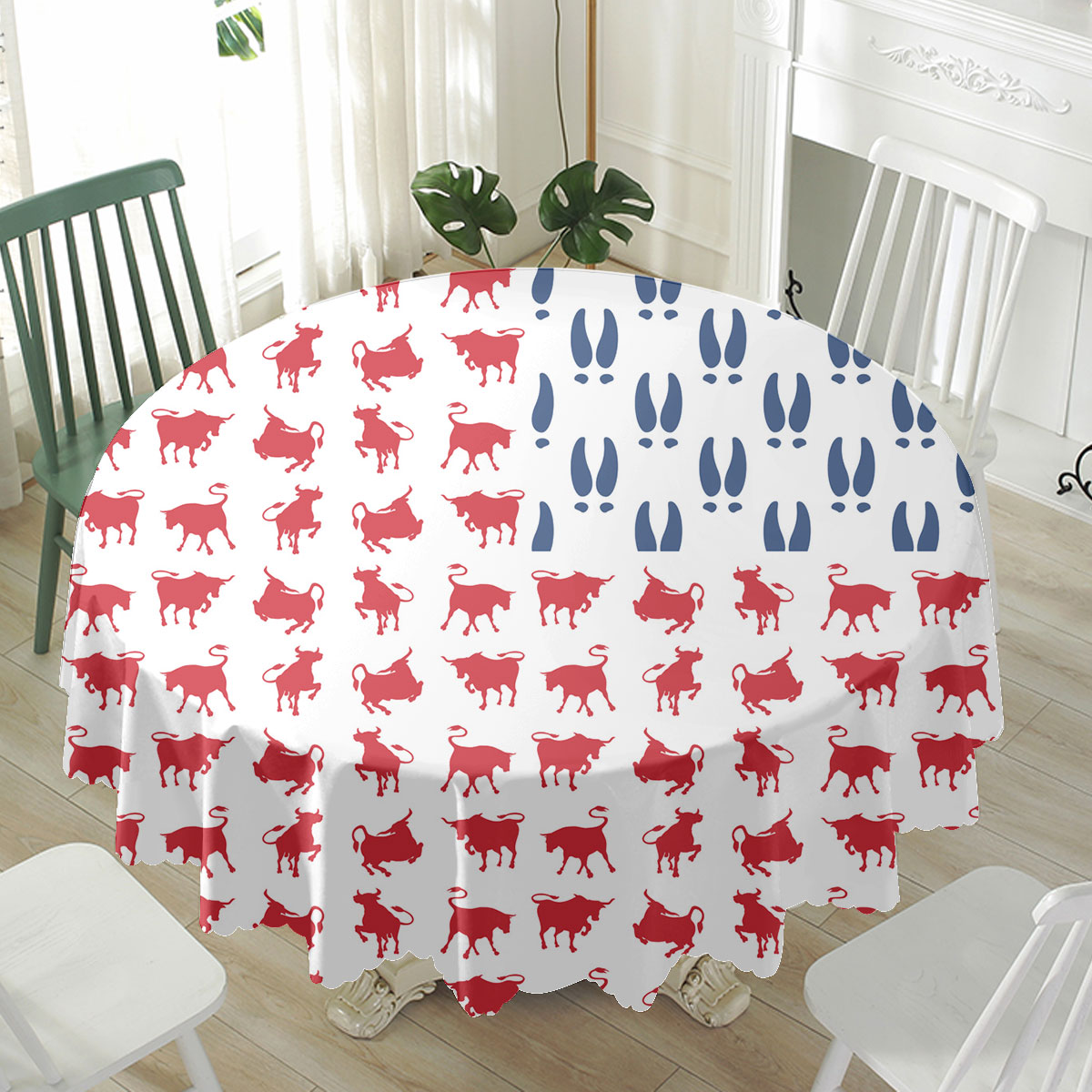 Texas Longhorn Flag Pattern Waterproof Tablecloth
