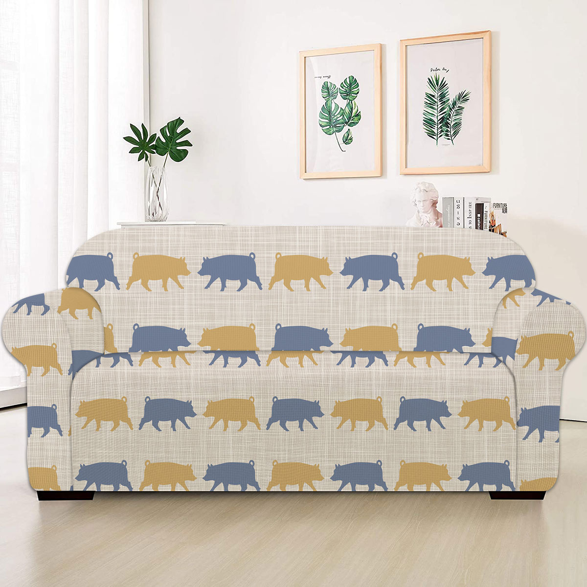 Pig Silhouette Pattern Sofa Cover
