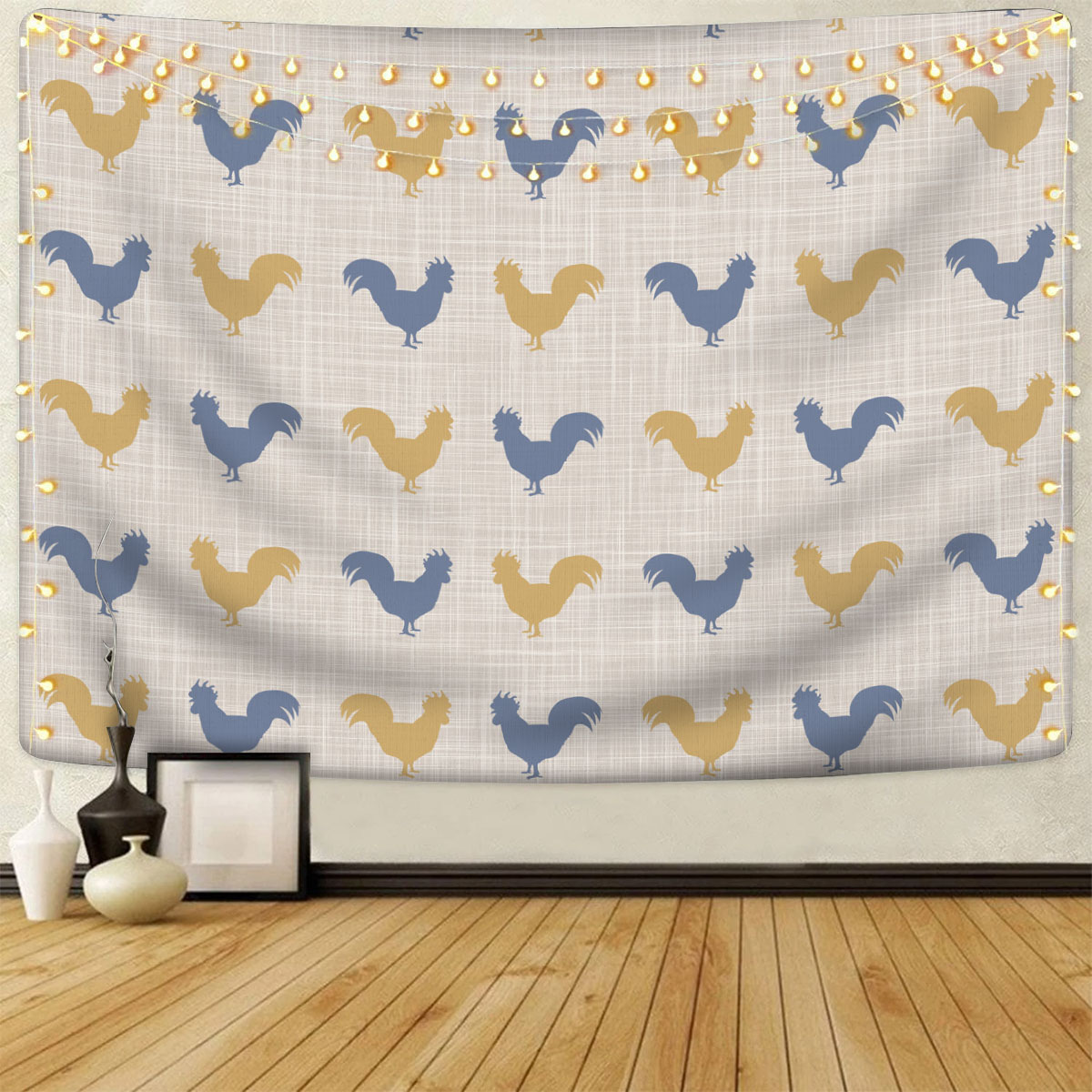 Chicken Silhouette Pattern Tapestry