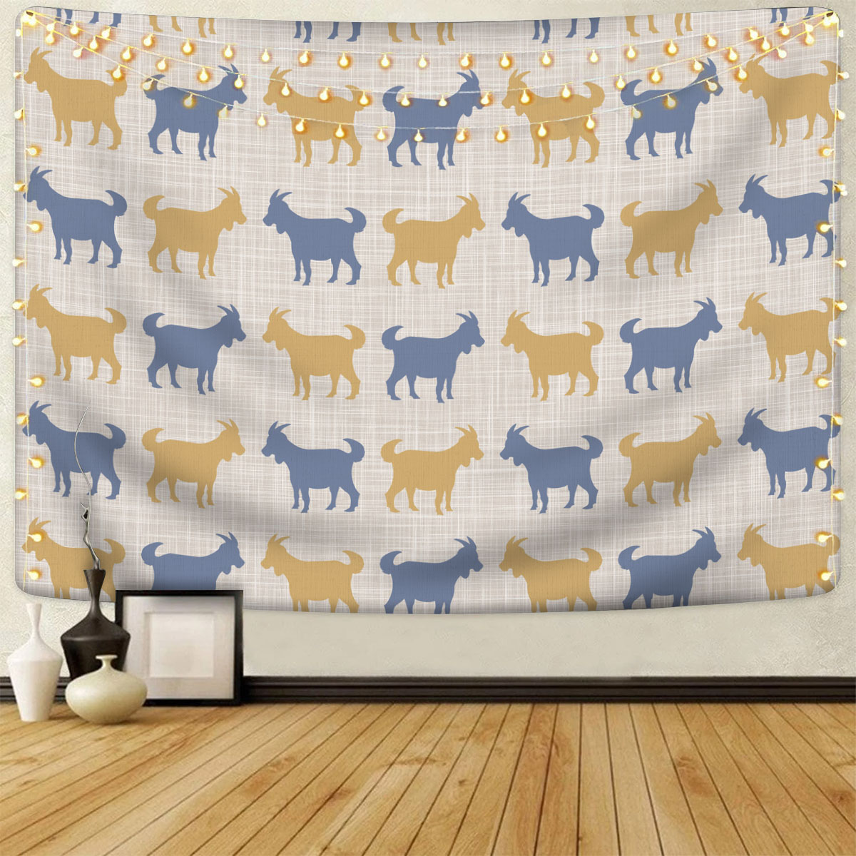 Goat Silhouette Pattern Tapestry