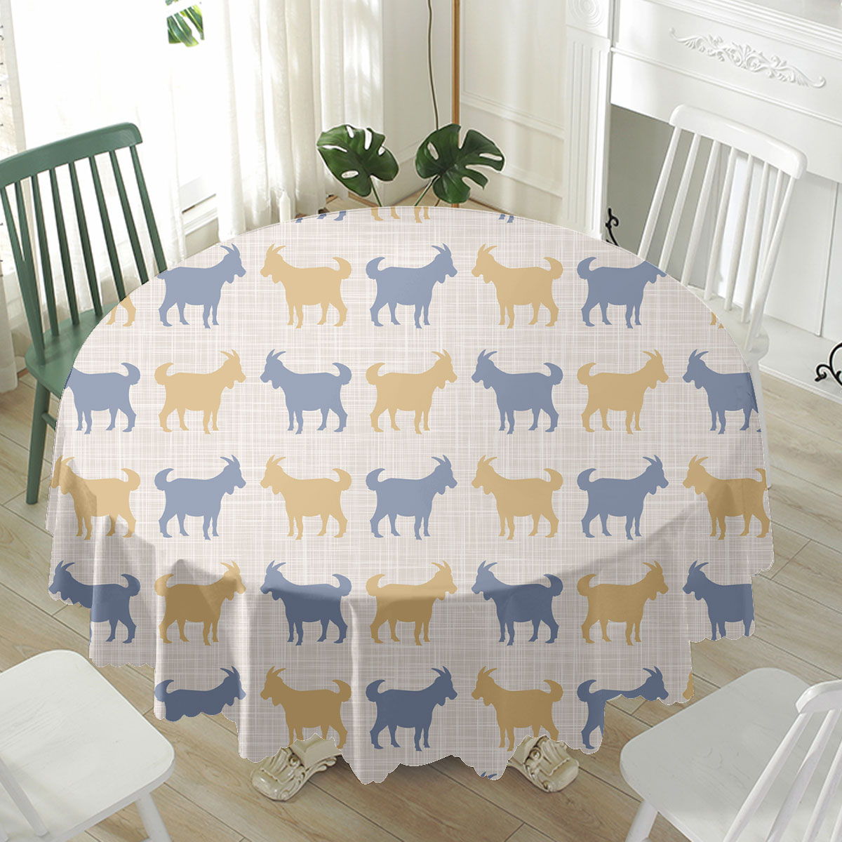 Goat Silhouette Pattern Waterproof Tablecloth