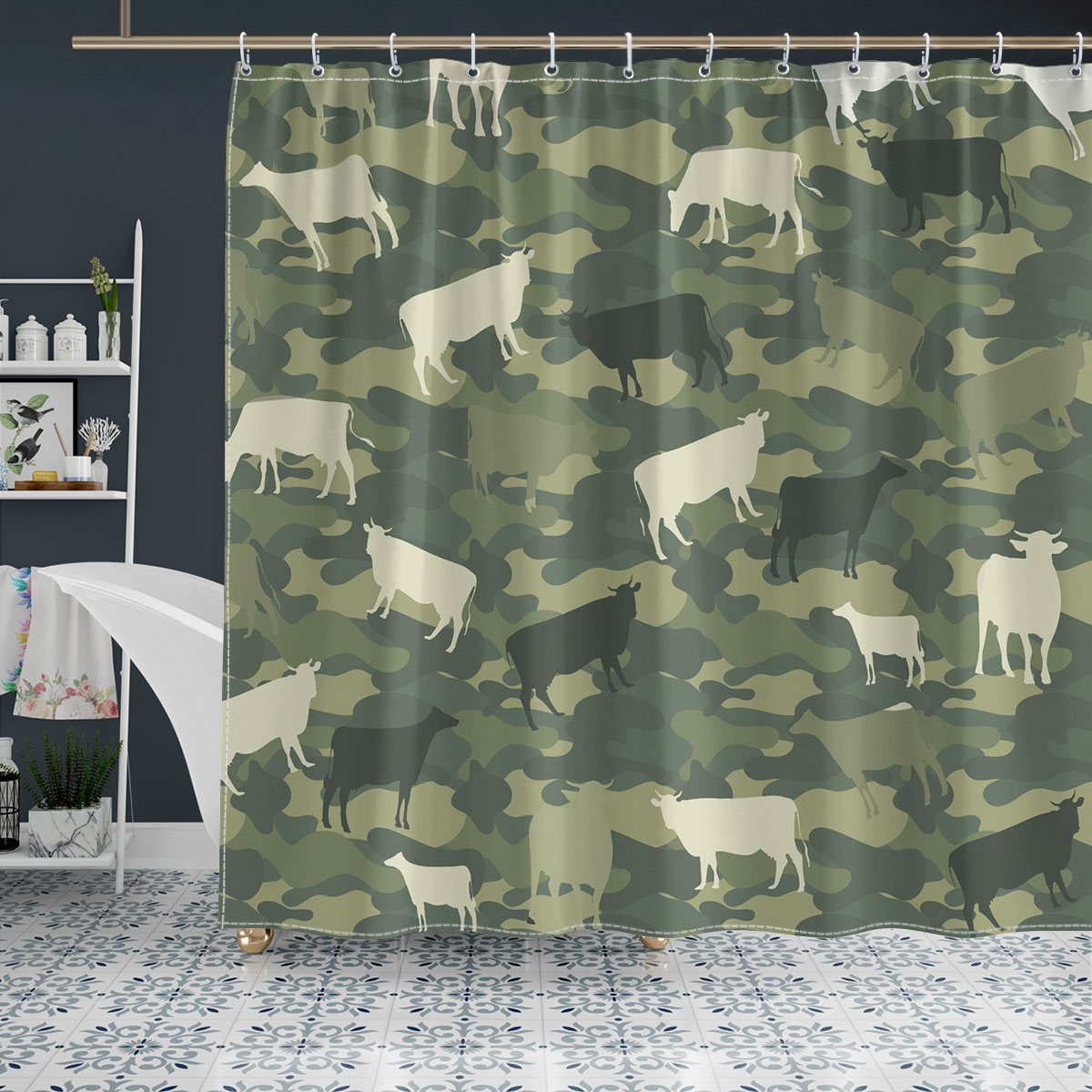 Cattle Camo Pattern Shower Curtain