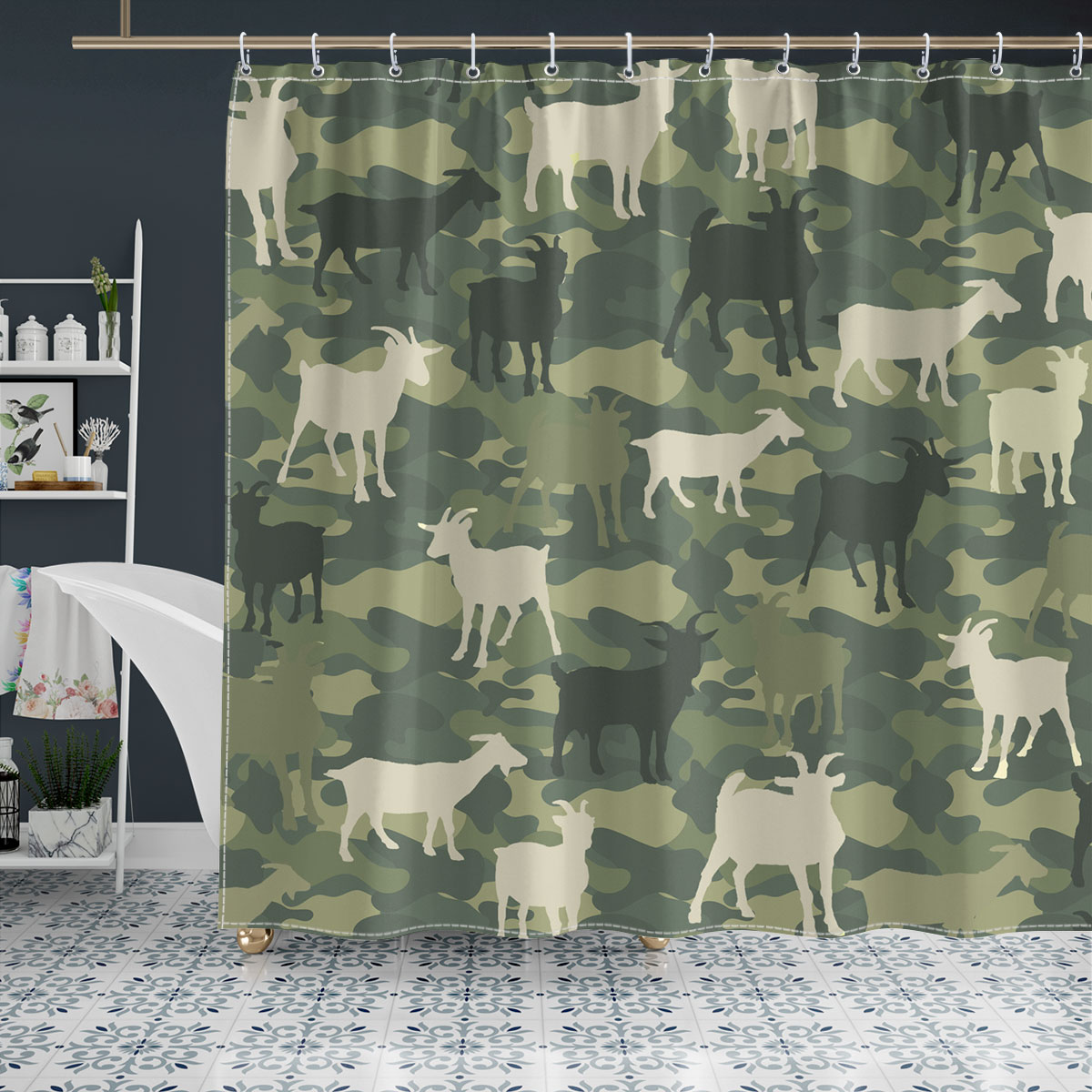 Goat Camo Pattern Shower Curtain