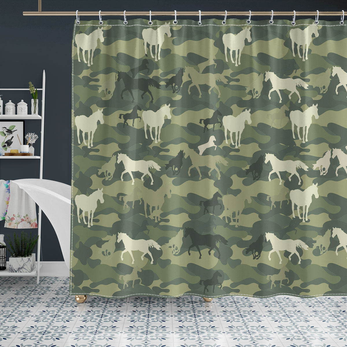 Horse Camo Pattern Shower Curtain