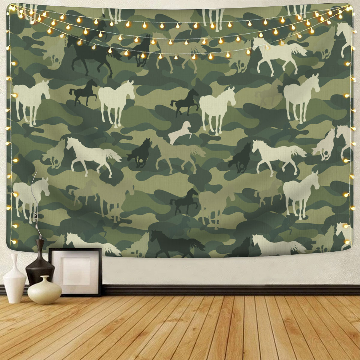 Horse Camo Pattern Tapestry