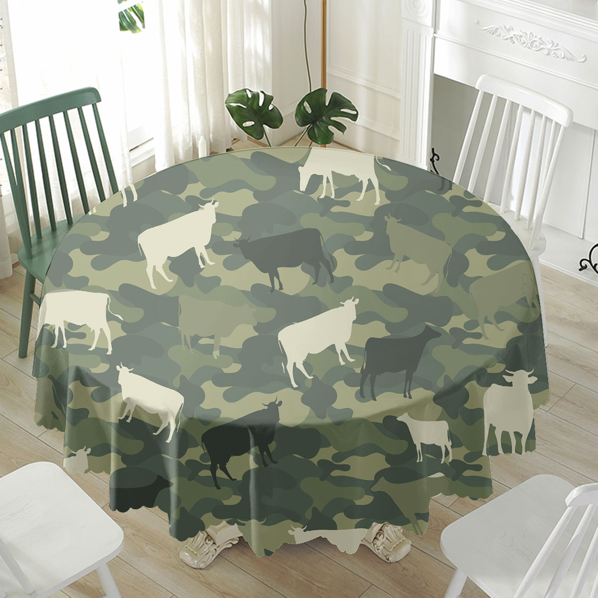 Cattle Camo Pattern Waterproof Tablecloth