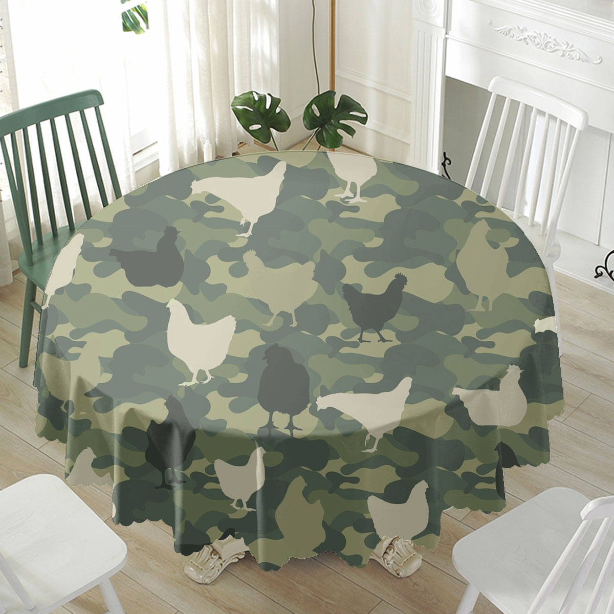 Chicken Camo Pattern Waterproof Tablecloth