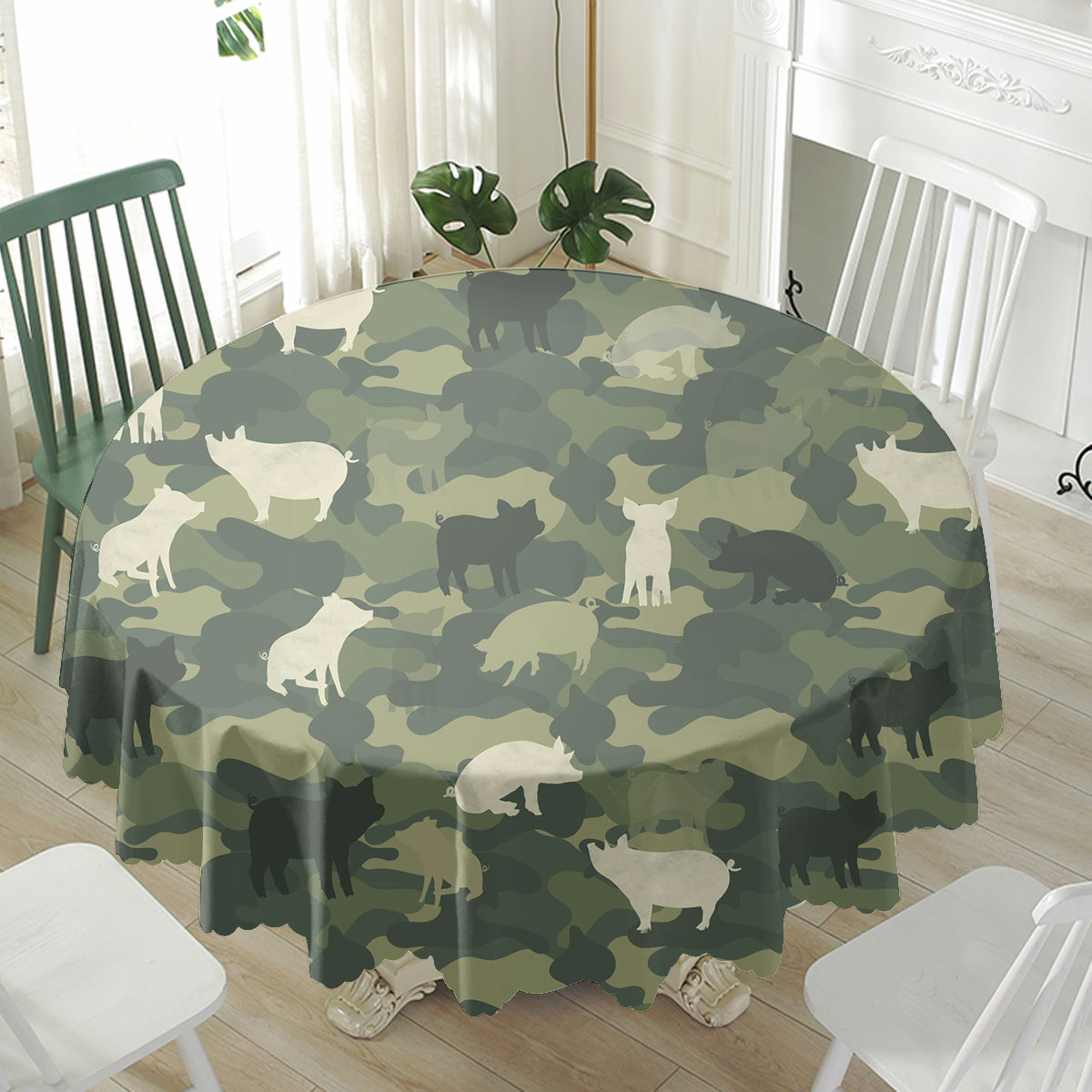 Pig Camo Pattern Waterproof Tablecloth