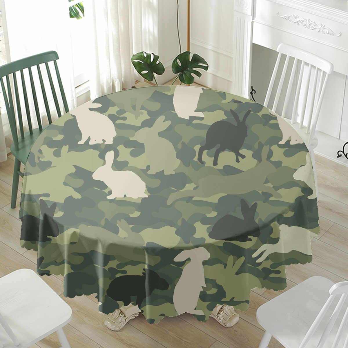 Rabbit Camo Pattern Waterproof Tablecloth