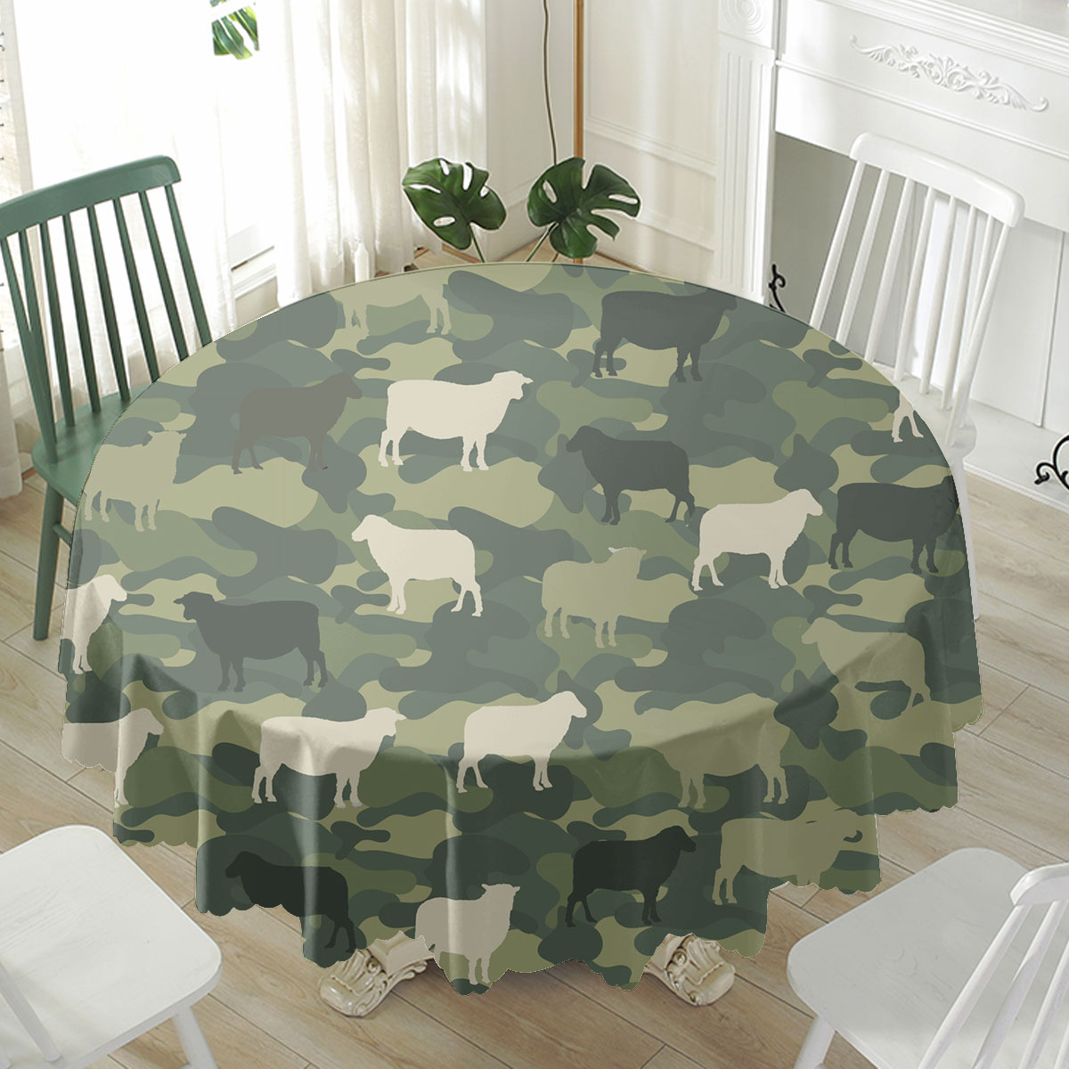Sheep Camo Pattern Waterproof Tablecloth