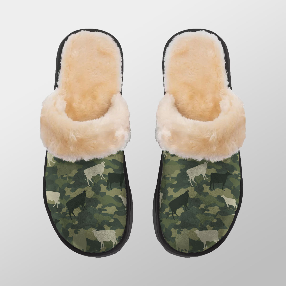 Cattle Camo Pattern Home Plush Slippers