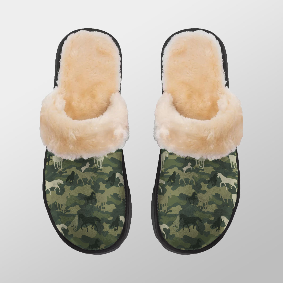 Horse Camo Pattern Home Plush Slippers
