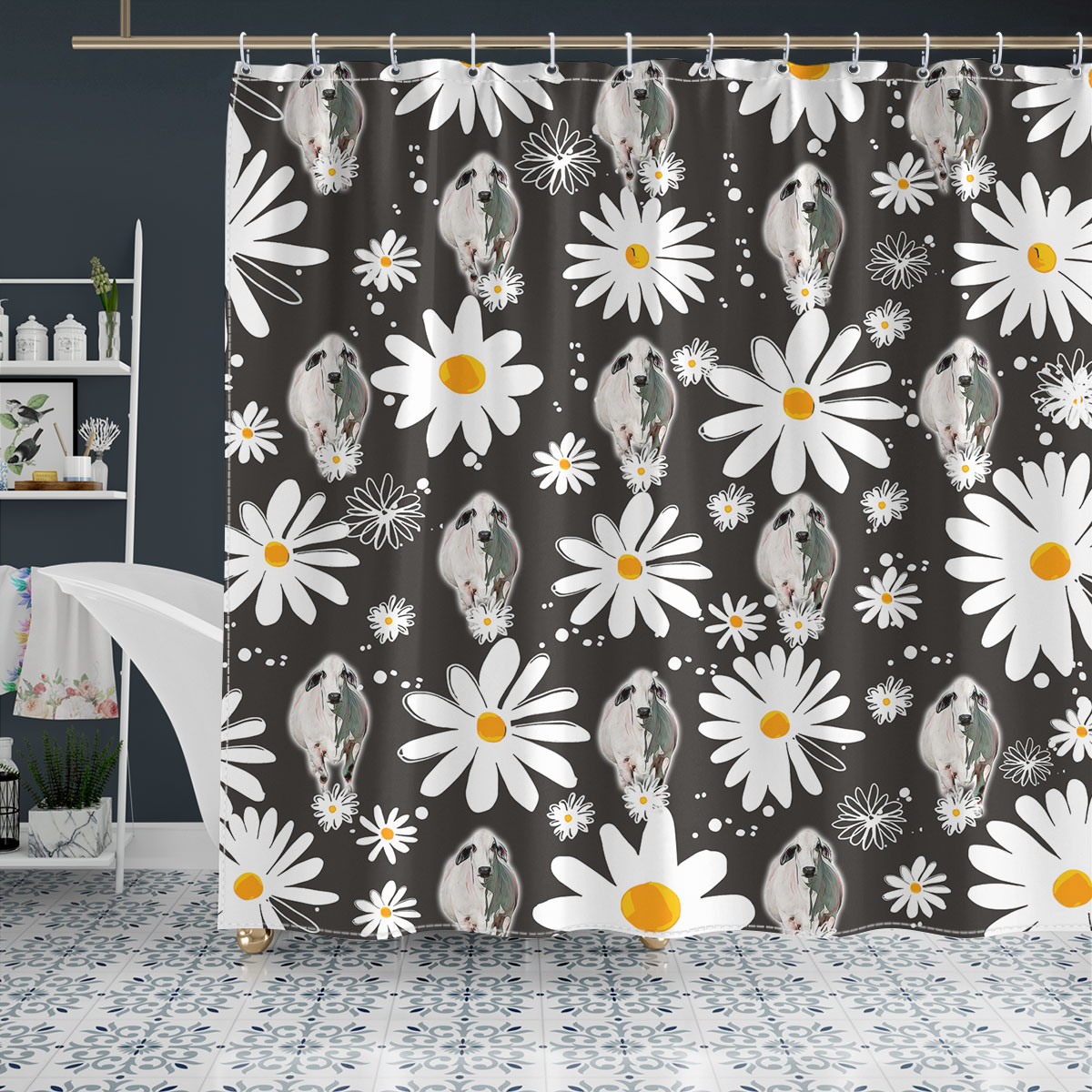Brahman Daisy Flower Pattern Shower Curtain
