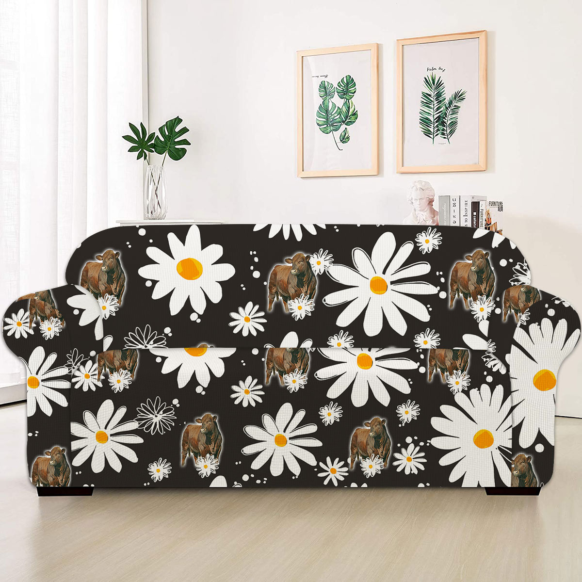 Beefmaster Daisy Flower Pattern Sofa Cover