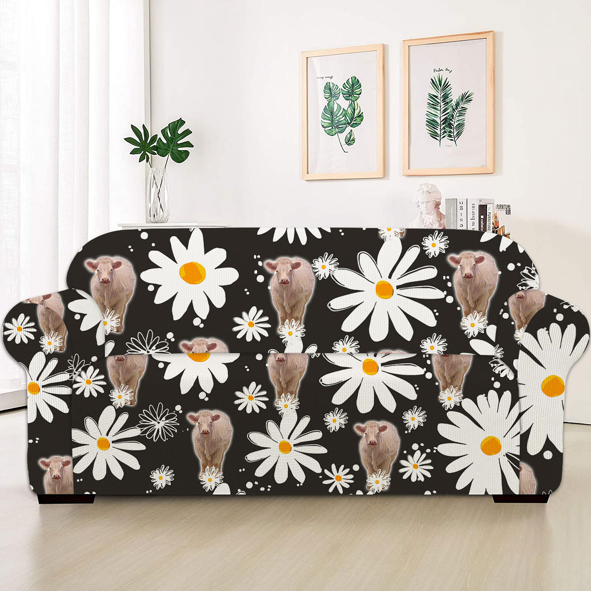 Charolais Daisy Flower Pattern Sofa Cover