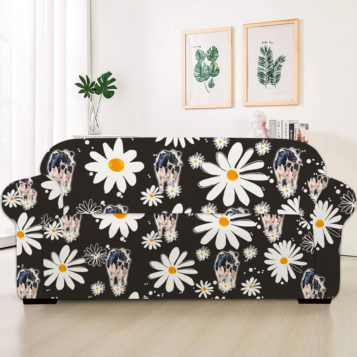 Holstein Daisy Flower Pattern Sofa Cover