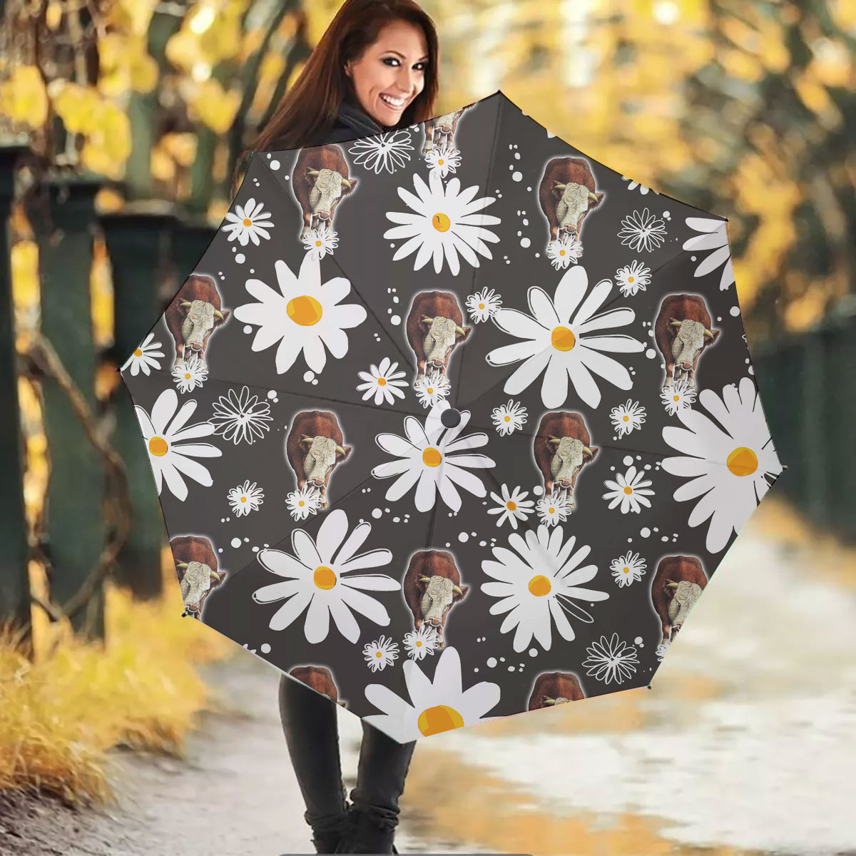 Hereford Daisy Flower Pattern Umbrella
