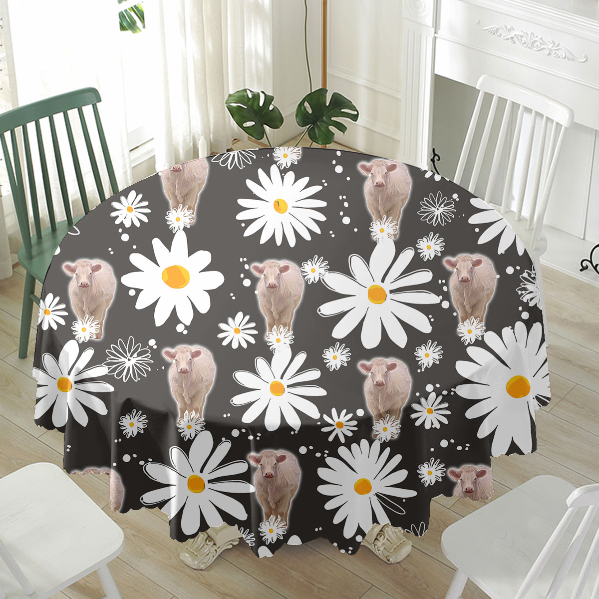 Charolais Daisy Flower Pattern Waterproof Tablecloth
