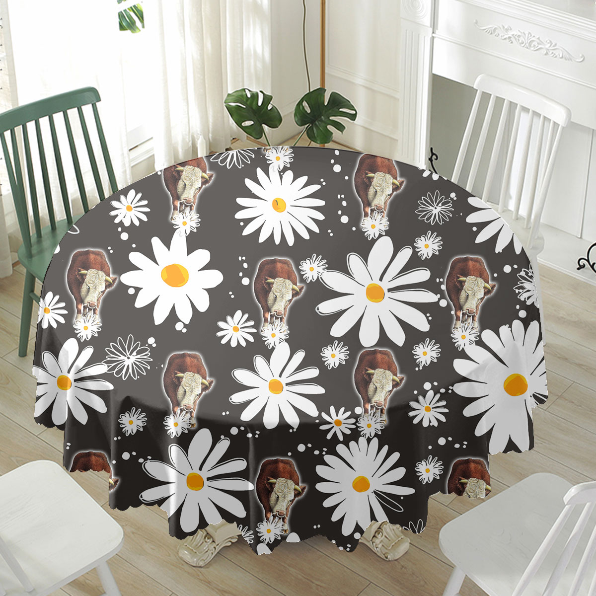 Hereford Daisy Flower Pattern Waterproof Tablecloth