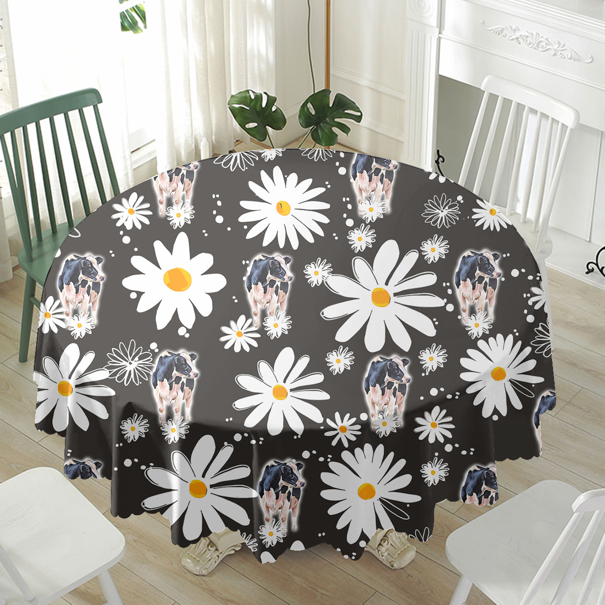 Holstein Daisy Flower Pattern Waterproof Tablecloth