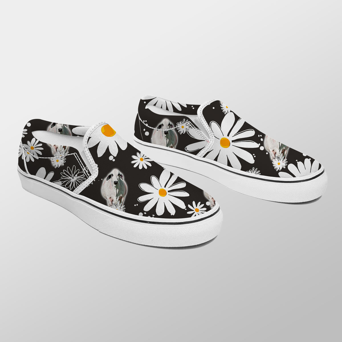 Brahman Daisy Flower Pattern Slip On Sneakers
