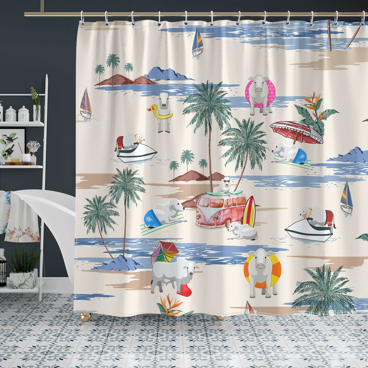 Brahman Summer Beach Pattern Shower Curtain
