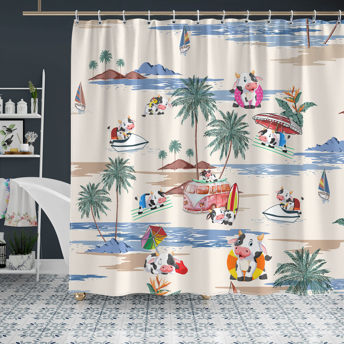 Holstein Summer Beach Pattern Shower Curtain