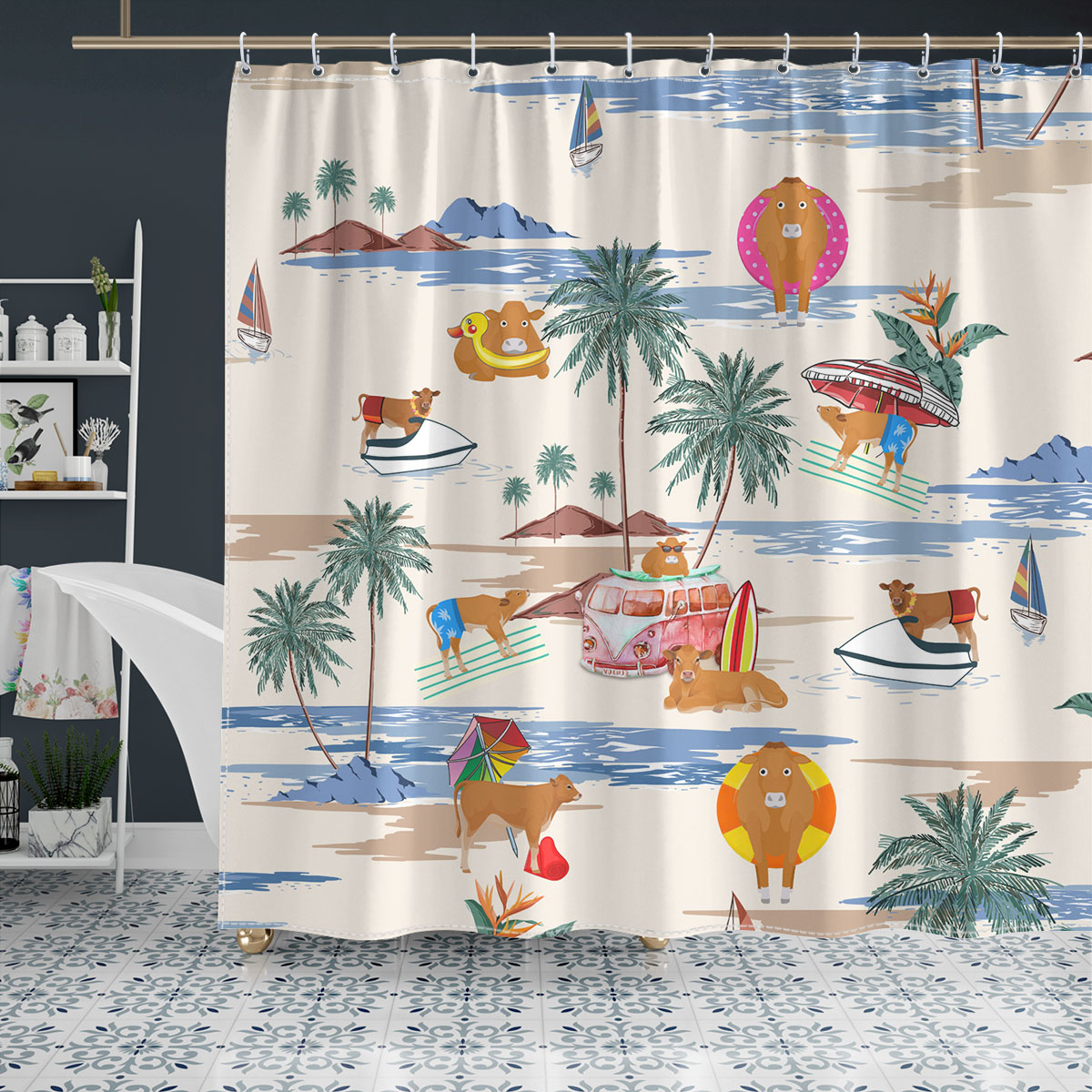 Limousin Summer Beach Pattern Shower Curtain