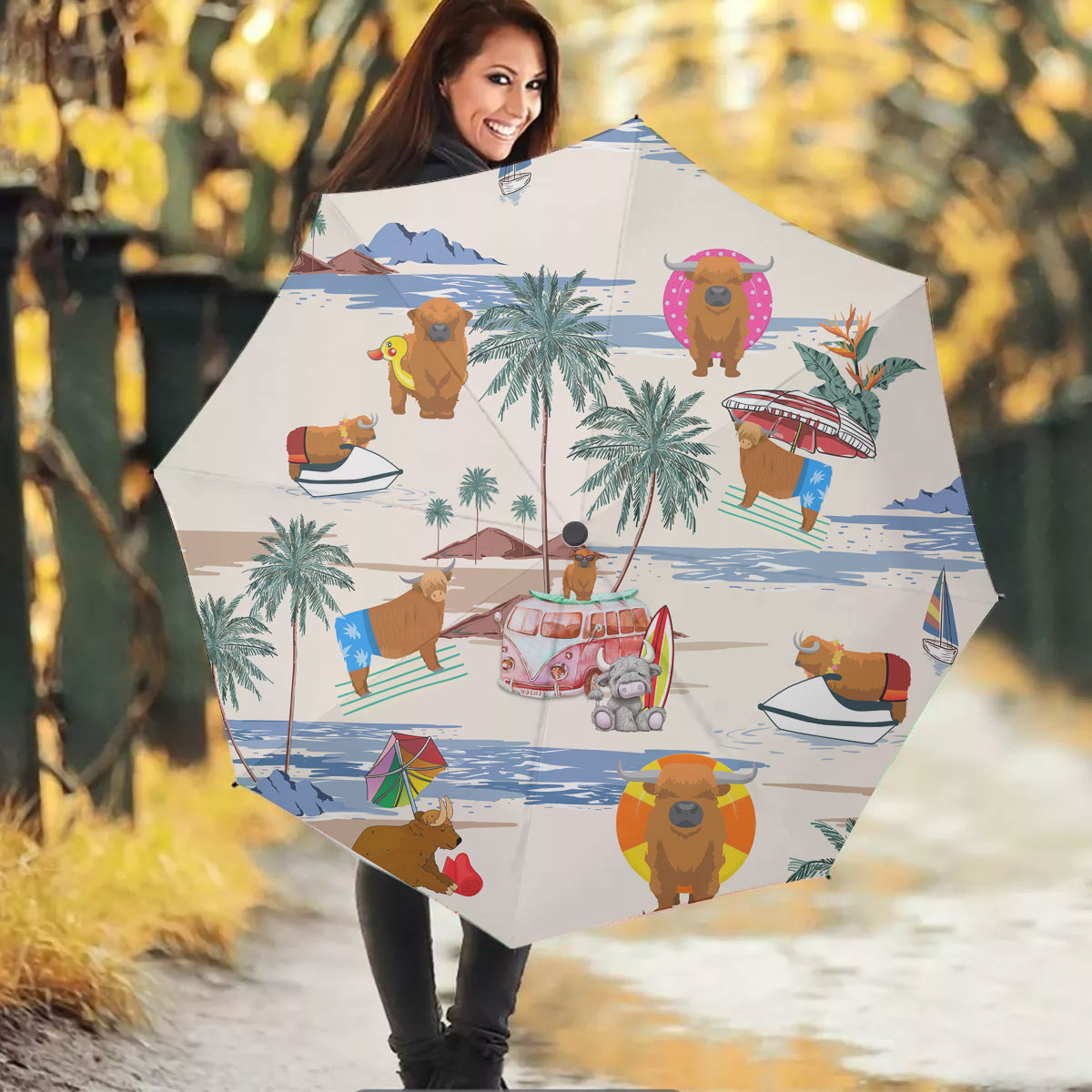 Highland Summer Beach Pattern Umbrella