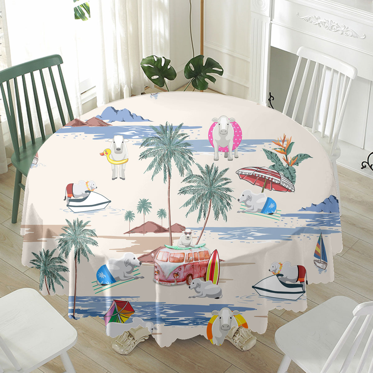 Brahman Summer Beach Pattern Waterproof Tablecloth