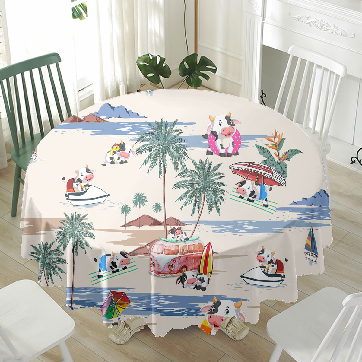 Holstein Summer Beach Pattern Waterproof Tablecloth