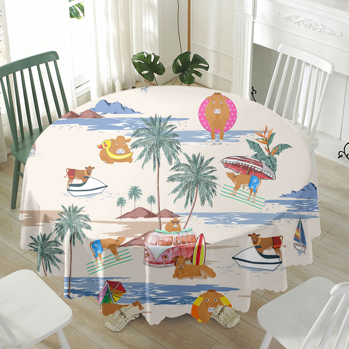 Limousin Summer Beach Pattern Waterproof Tablecloth