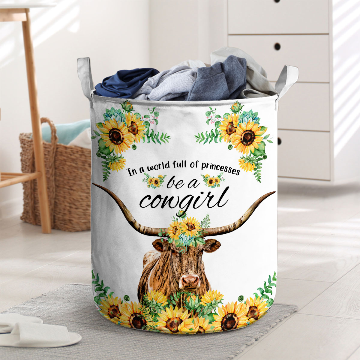TX Longhorn Be A Cowgirl Laundry Basket