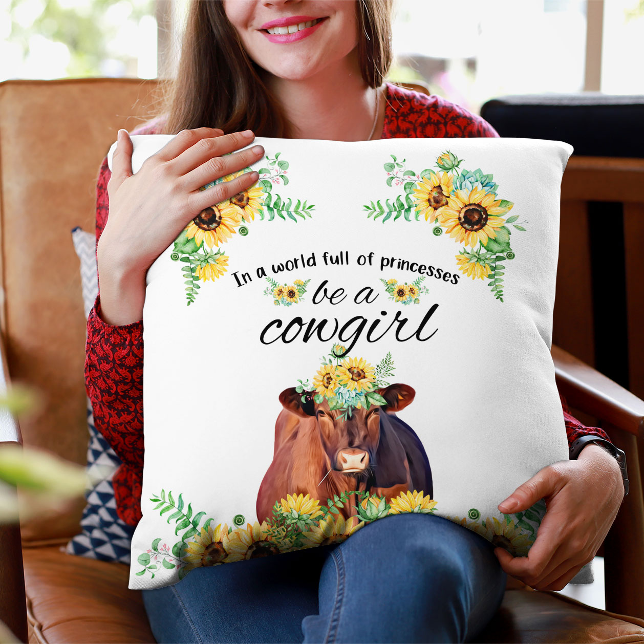 Red Angus Be A Cowgirl Pillow Case
