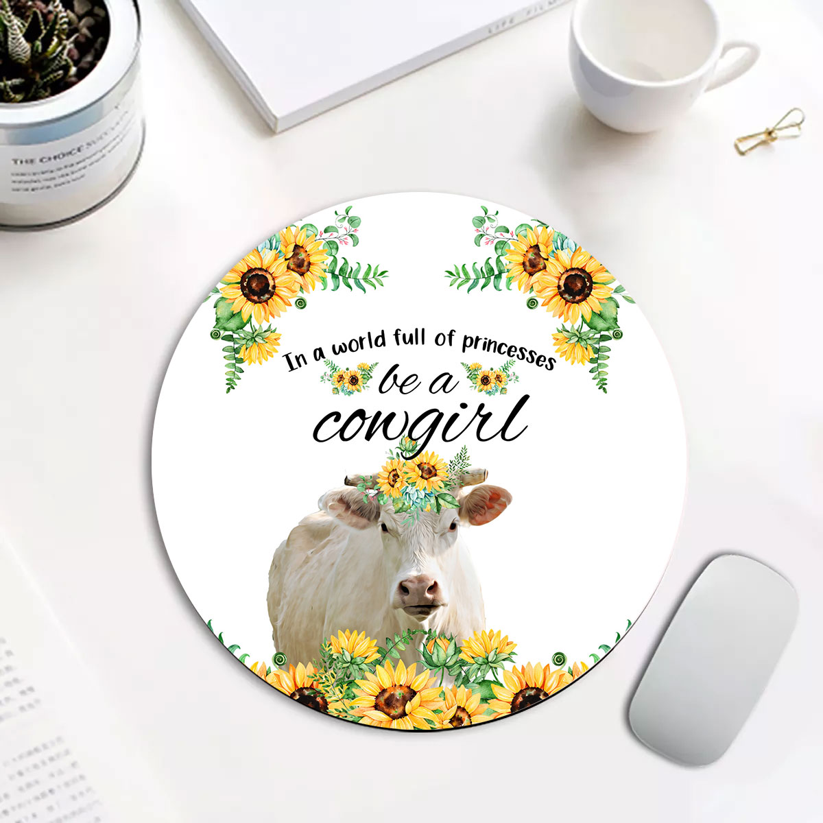 Charolais Be A Cowgirl Round Mouse Pad