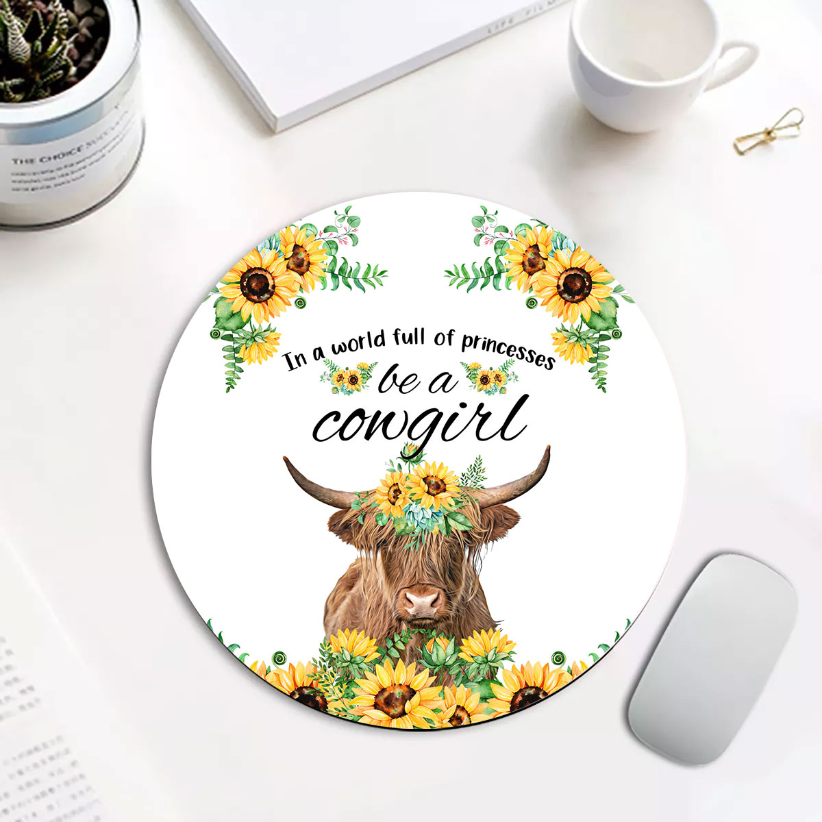 Highland Be A Cowgirl Round Mouse Pad