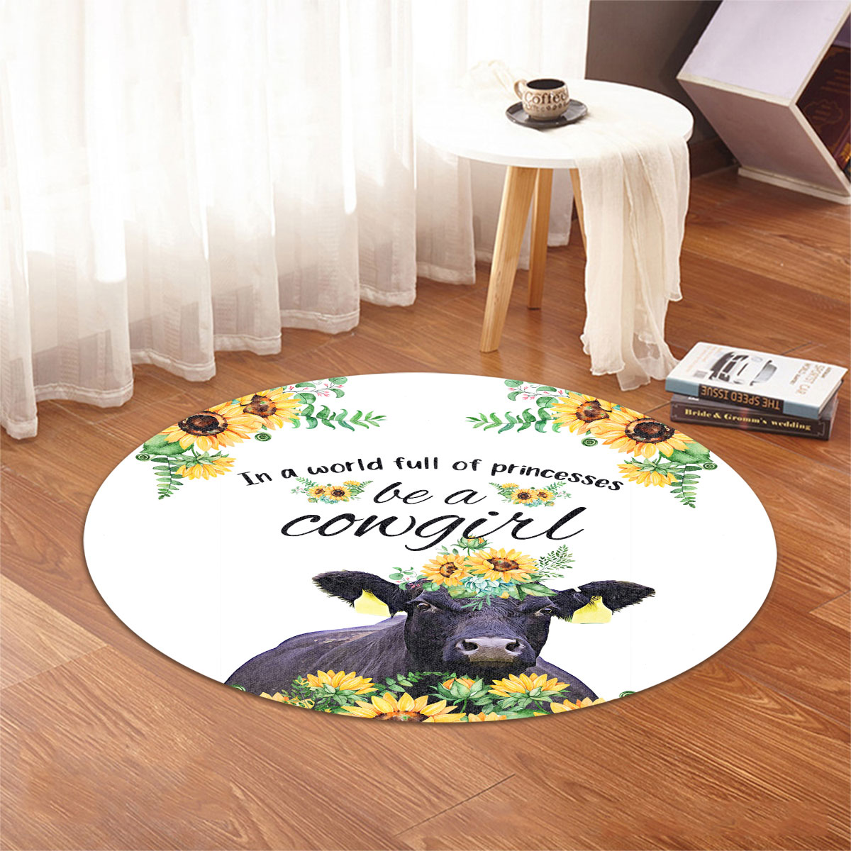 Black Angus Be A Cowgirl Round Rug