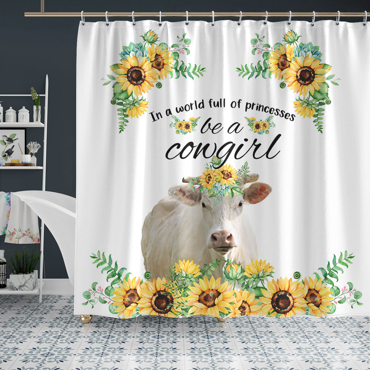 Charolais Be A Cowgirl Shower Curtain