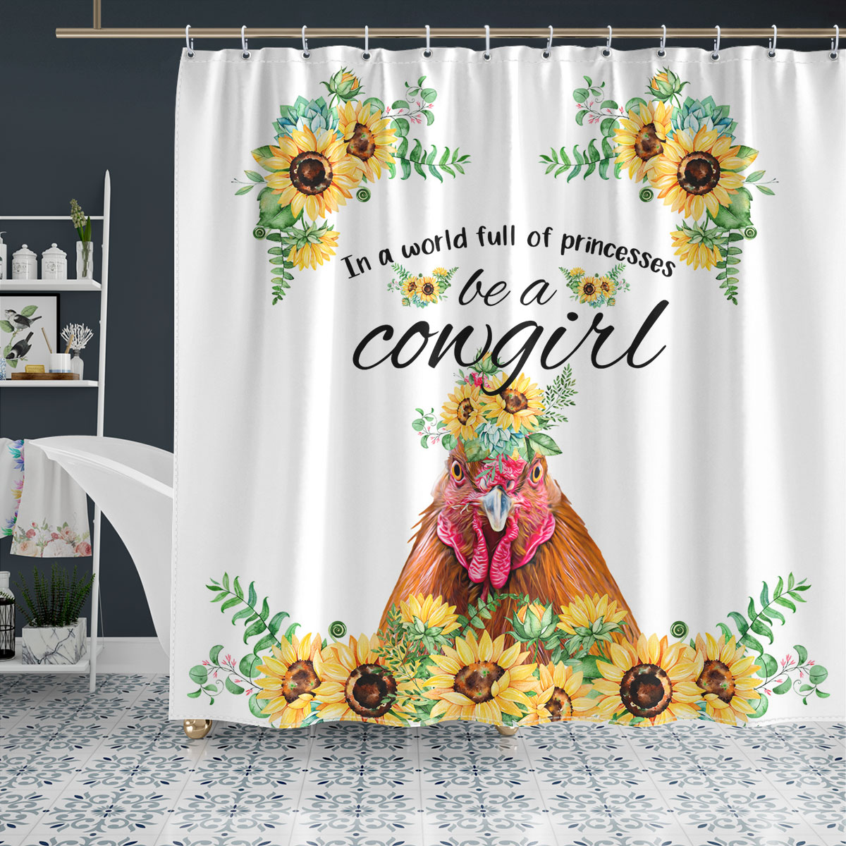 Chicken Be A Cowgirl Shower Curtain