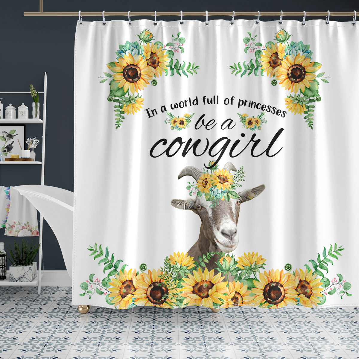Goat Be A Cowgirl Shower Curtain