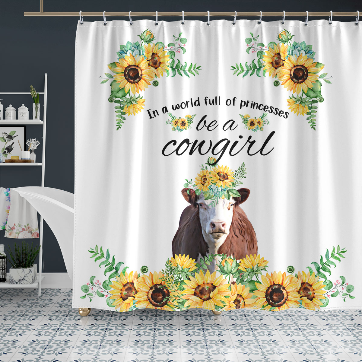 Hereford Be A Cowgirl Shower Curtain