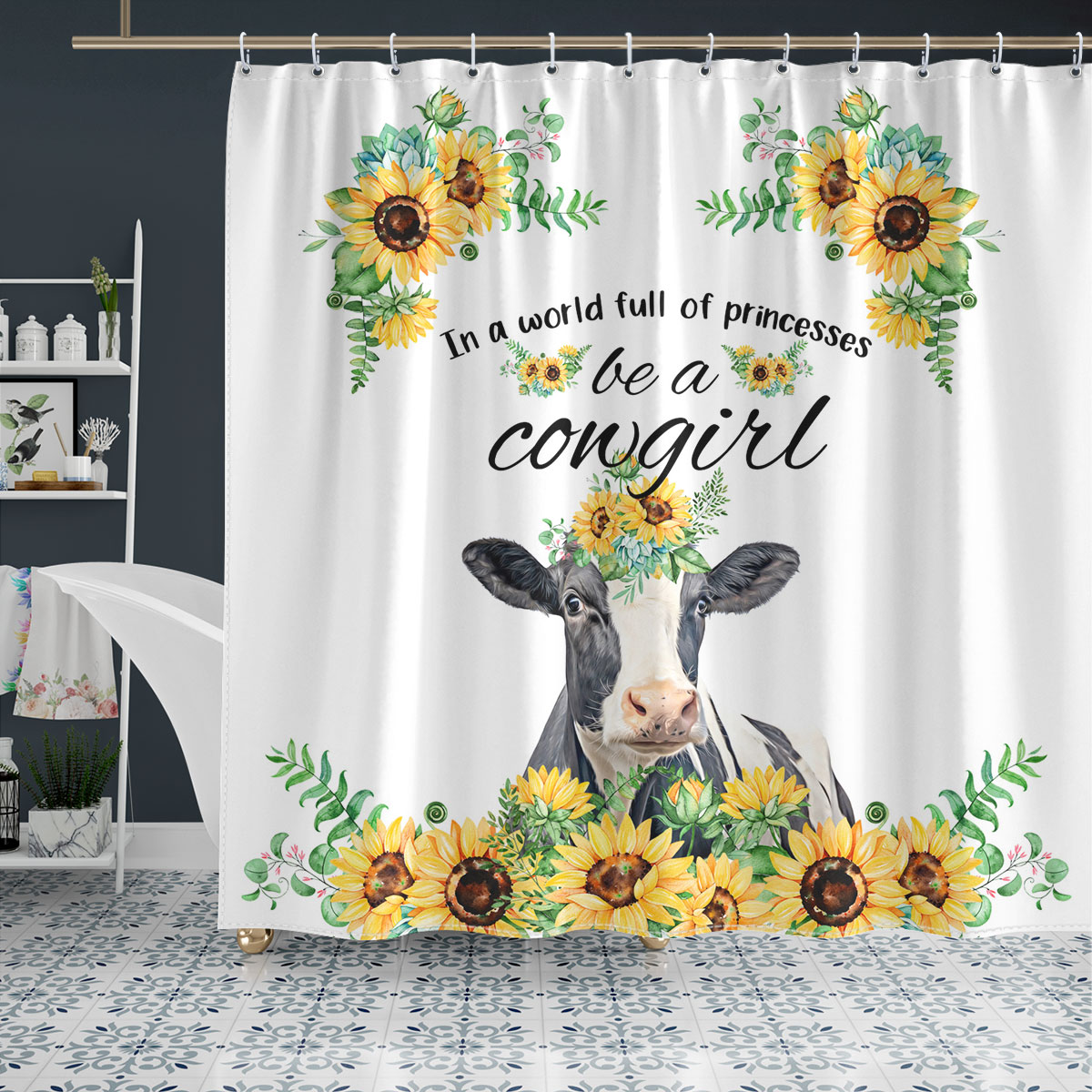 Holstein Be A Cowgirl Shower Curtain