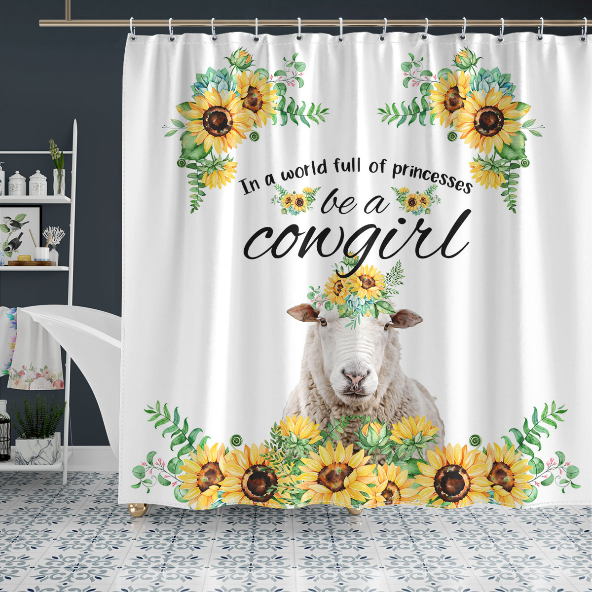 Sheep Be A Cowgirl Shower Curtain